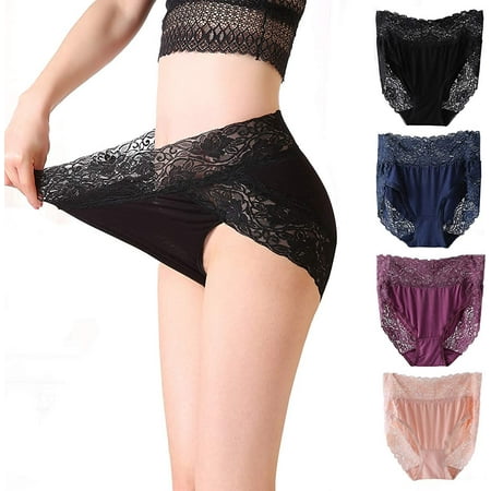 

Women Lace Panties Sexy Lingerie Cotton Underwear 4 Pack Waist Briefs