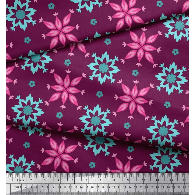 Soimoi Rayon Fabric Artistic Floral Decor Fabric Printed Yard 42 Inch Wide