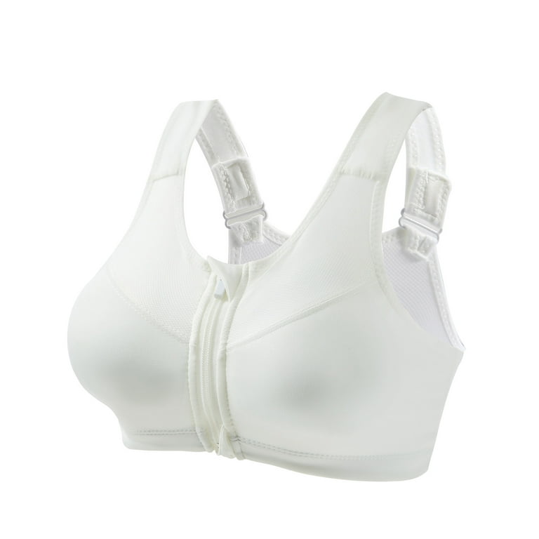Meichang Women's Zip Front Closure Sports Bra Plus Size Wirefree Solid  Underwears Workout Gym Yoga Bras