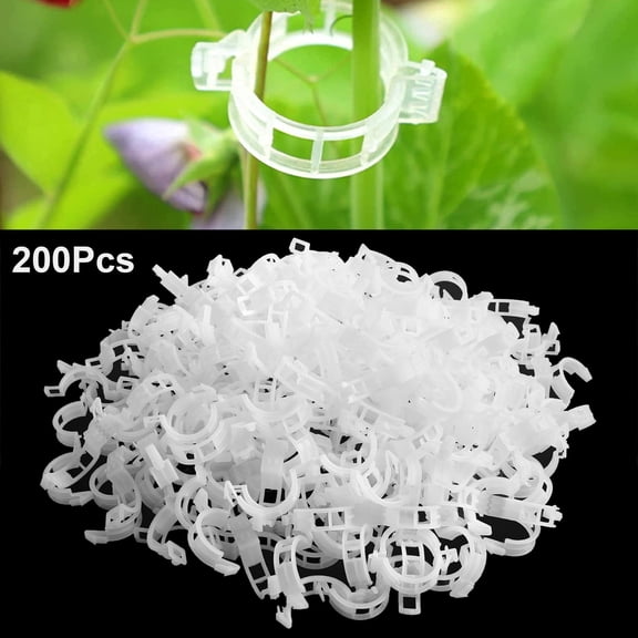 Lingsida 200pcs Plant Support Clips, Plastic Plant Clips for Climbing Plants, Tomato Clips Trellis for Tomato Cucumber Flower Squash Vine