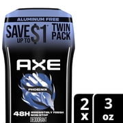 AXE Deodorant Stick For Men For Long Lasting Odor Protection, Phoenix Crushed Mint & Rosemary Men's Deo, Aluminum Free ,3 oz Twin Pack