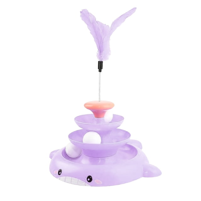 p>Jouet à Roulettes Tour Chat Interactif 3 Niveaux avec 3 Boules pour Chaton/p>
