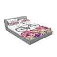 thumbnail image 2 of Ambesonne Vintage Fitted Sheet & Pillow Sham Set, Bike over Color Mosaic, Queen, Multicolor, 2 of 2