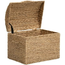 eHemco Heavy-duty Water Hyacinth Wicker Storage Trunk with Metal Frame and Arch Lid, 20.5 by 14.5 by 16 Inches, Natural