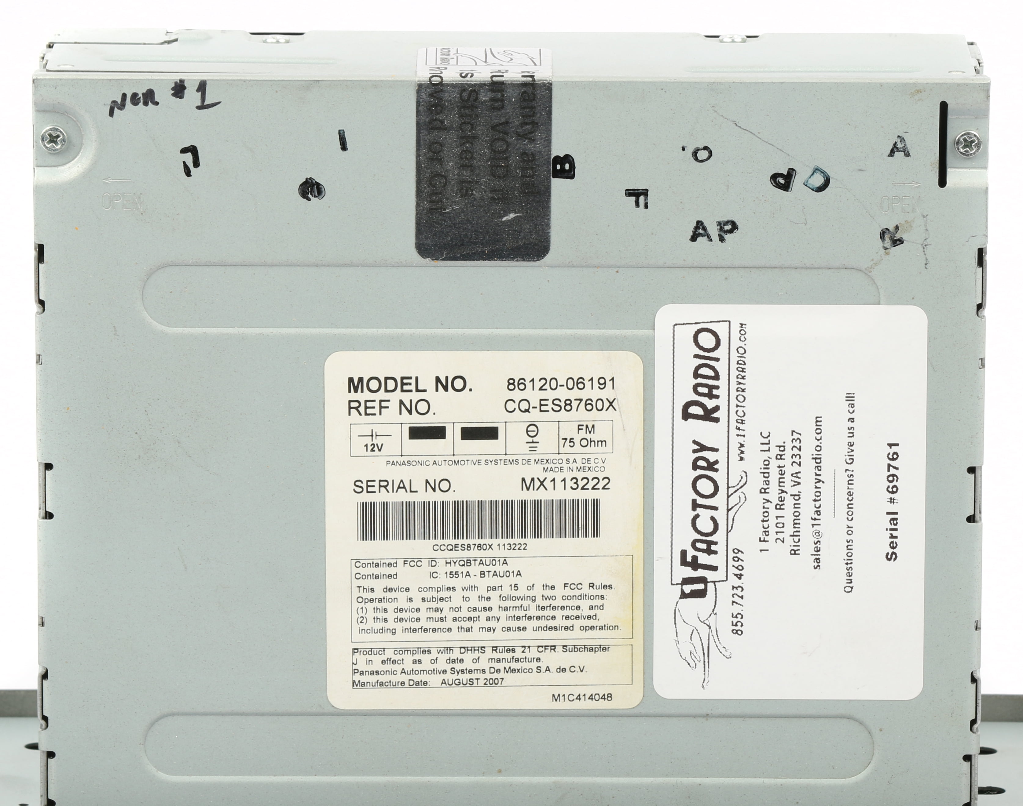 Restored 2007-09 OEM Toyota Camry AM FM Radio 6 CD Player Part Number 86120-06191 A51862 (Refurbished)
