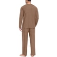 thumbnail image 3 of Mens Pajama Sets Long Sleeve Top and Pant 2 Piece Outfits Soft Lounge Sets Summer Fall Sleepwear Solid Color Loungewear Brown XL, 3 of 6