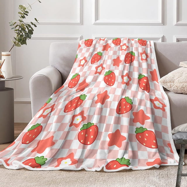 Throw Blanket Cute Strawberry Gifts Ideas For Women Girls Soft Throw Blanket For Couch Sofa Bed Traveling Camping Gifts