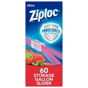 Ziploc Brand Slider Storage Bags with Power Shield Technology, Gallon, 60 Count