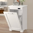 thumbnail image 2 of Tilt Out Trash Cabinet, 10-Gallon Trash Can Cabinet with Deodorising Function, Wooden Freestanding Garbage Can for Home and Kitchen Hidden Laundry Hamper, White, 2 of 7