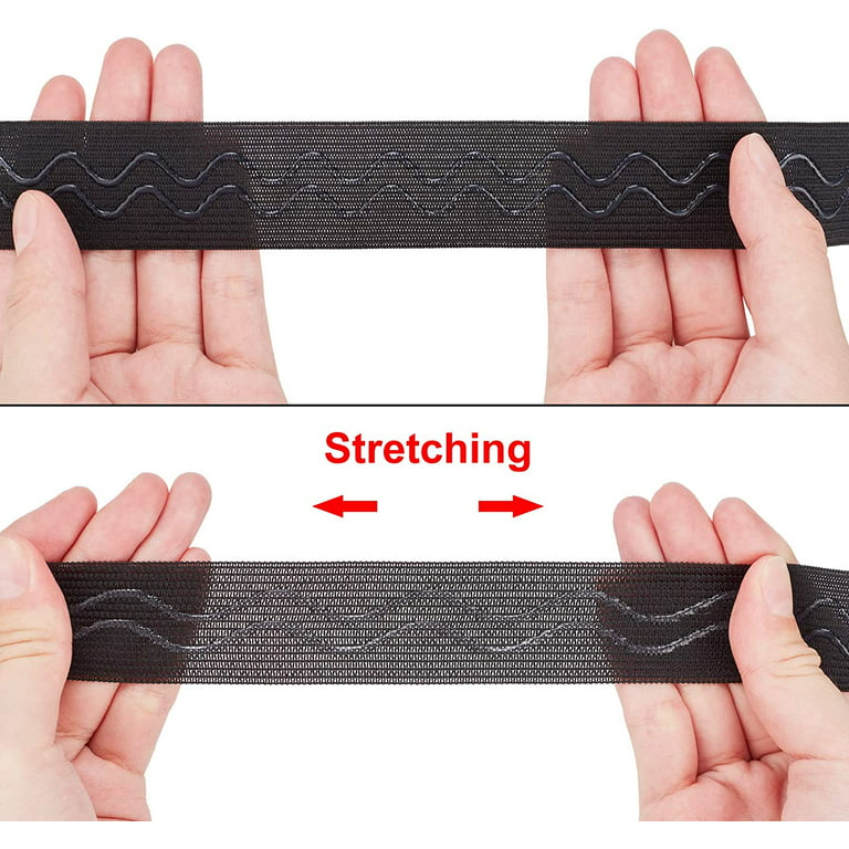 1ROLL 10 Yards 1 inch 25mm Wide Non-Slip Silicone Elastic Gripper Band for Garment Sewing Project Black