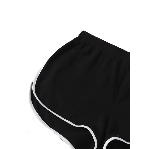 Women Clothing Casual Track Shorts Black and White Shorts XL
