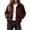 Brown, variant on Women's Cropped Puffer Jacket Stand Collar Long Sleeve Lightweight Full Zip Short Quilted Padded Winter Coat Casual Warm Puffy Outerwear
