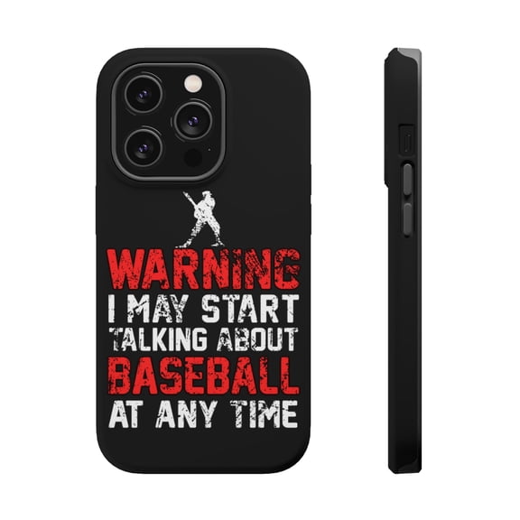 DistinctInk Tough Case for Apple iPhone 15 PRO (6.1" Screen), Compatible with MagSafe Charging - Warning May Start Talking Baseball