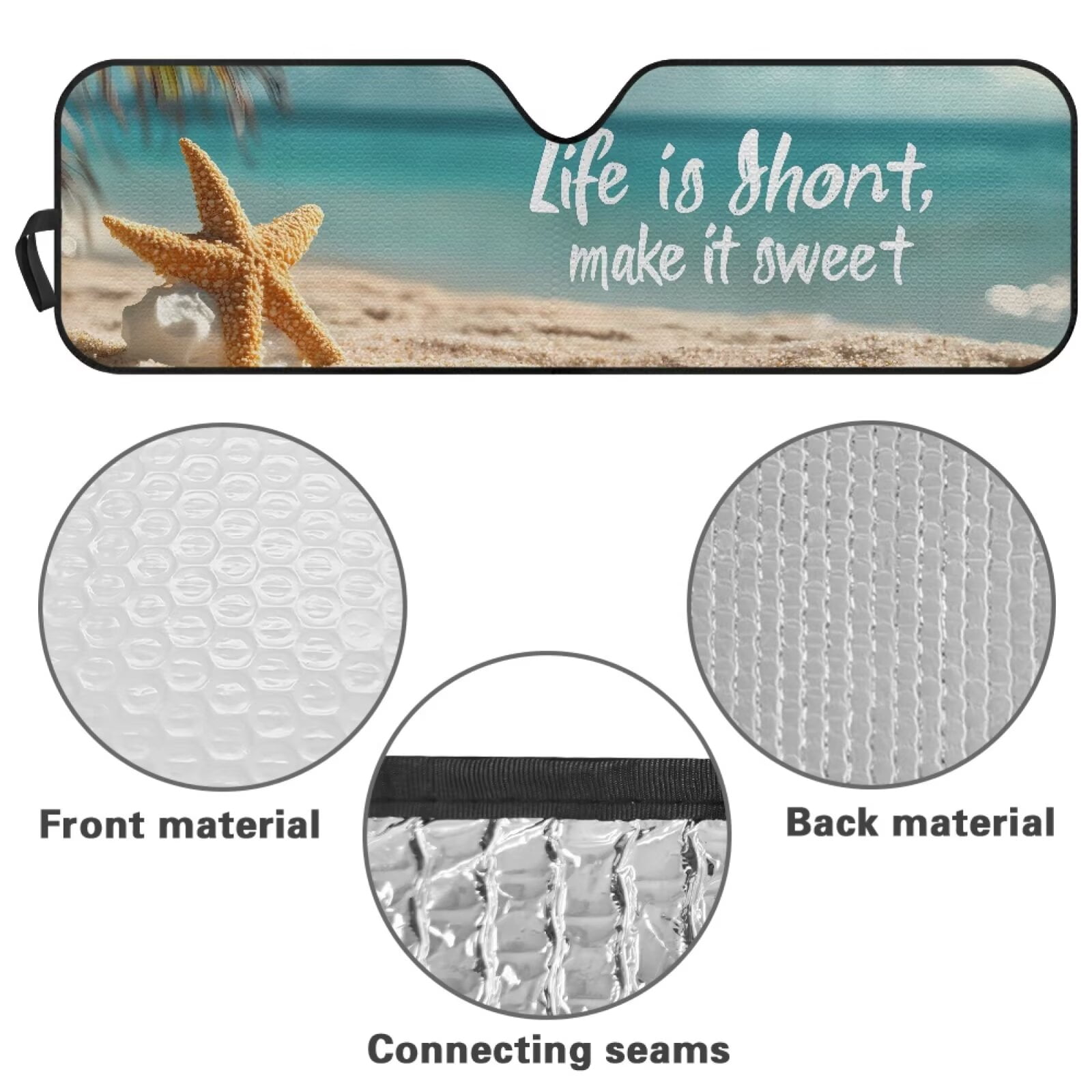 Uorisanigo Windshield Sun Shade Compatible with Jeep Wrangler TJ JK JL &Gladiator JT 2/4 Door Accessories Beach Starfish Windshield Cover Sunshade Sun Blocker Protection Cover