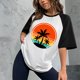 thumbnail image 2 of Tops con estampado de sol de playa de manga corta de ocio con cuello redondo de verano para mujer OAVQHLG3B Store  lin121212, 2 of 5