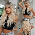 thumbnail image 2 of Jademall 26 Inch Ombre Blonde Wavy Wig with Bangs, Gray Blonde Synthetic Curly Hair, Natural Looking Wig for Women, Daily, Party & Cosplay Use, 2 of 6