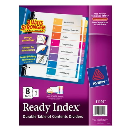 - Avery Ready Index 8 Tab Dividers