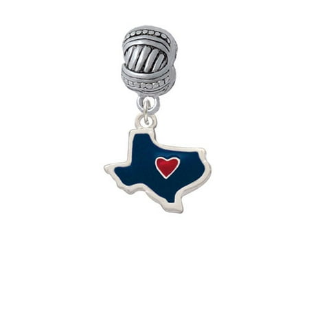 Blue Texas with Red Heart - Large Rope with Cross Beads Charm Bead