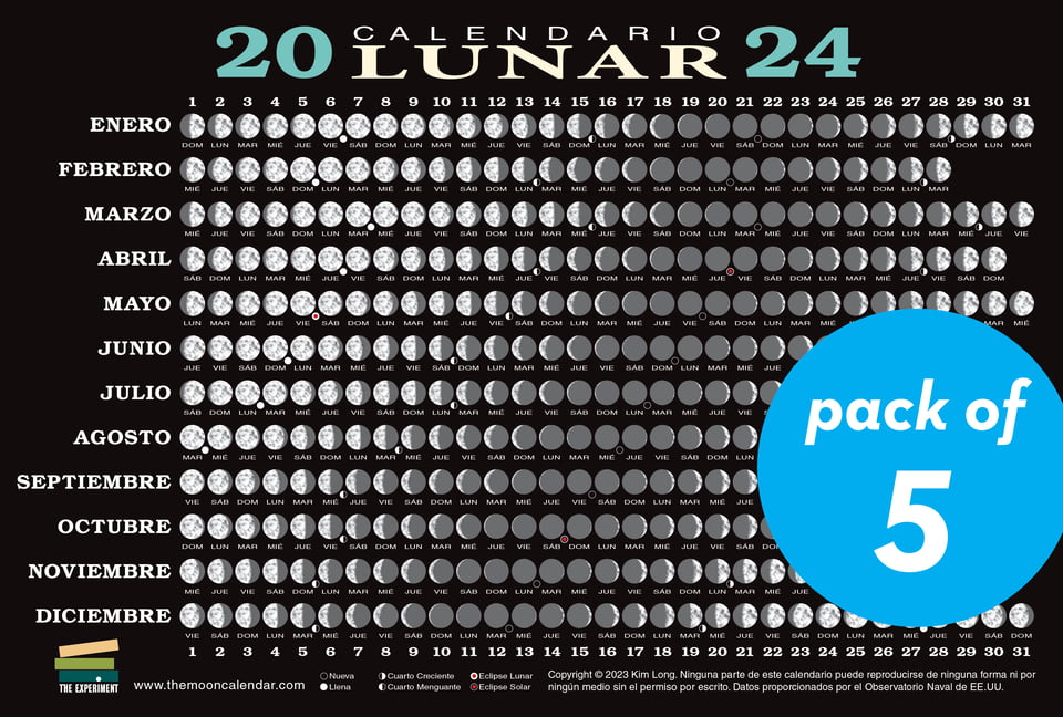 2024 Calendario Lunar Fases Lunares, Eclipses, Y Más (Cards
