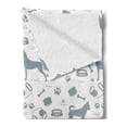thumbnail image 2 of Dog Lover Soft Flannel Fleece Throw Blanket, Dog Lover Concept of Pet Silhouettes with Collar Bowl Bone, Cozy Plush for Indoor and Outdoor Use, 50" x 60", Pale Slate Blue White, by Ambesonne, 2 of 5