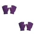 thumbnail image 2 of Sonducket 1 par de guantes sin dedos, tejido artesanal, cubierta de medio dedo, accesorio de ropa, calentador de manos con Color sólido para Violeta 2piezas, 2 of 6