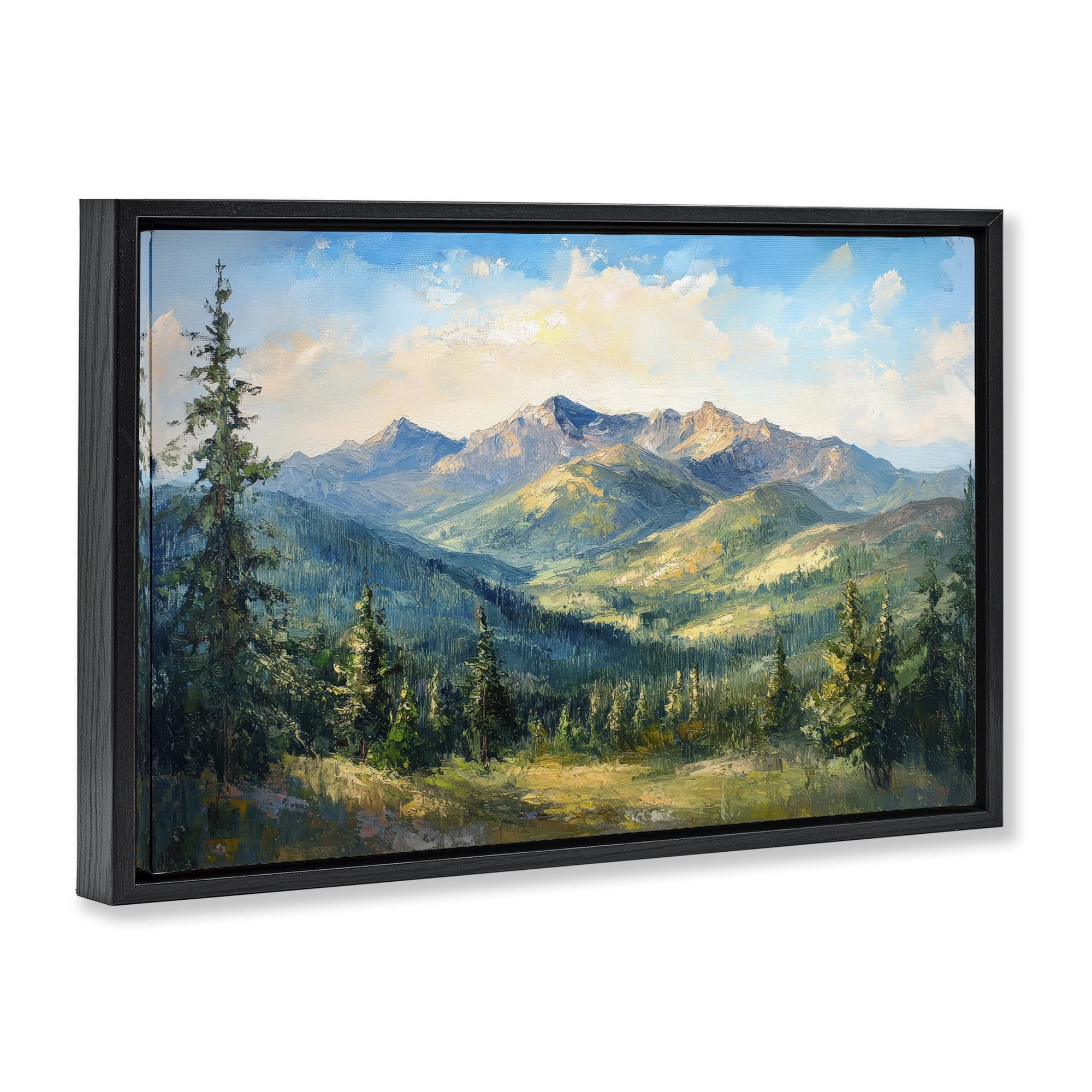 Stupell Industries Valley In The Mountains Black Framed Floater Canvas Wall Art, design by Petal Prints Design
