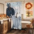 thumbnail image 5 of Navy Blue Fall Shower Curtain, Waterproof Shower Curtains for Bathroom, Thanksgiving Harvest Botanical Pumpkin Vintage Washable Fabric Bathtub Curtain Set Bath Decor with 12 Hooks Long 72"x84", 5 of 8