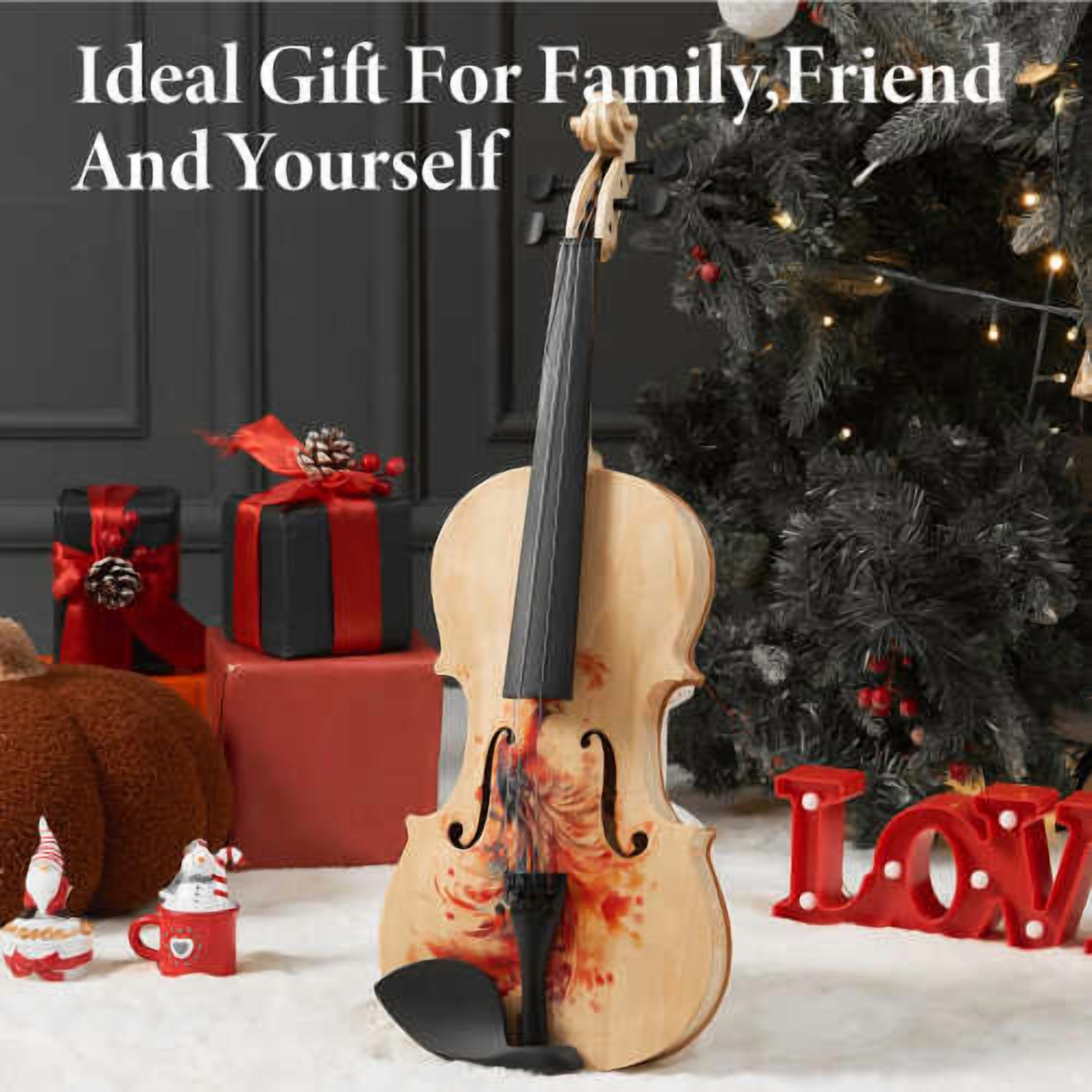 4/4 Full-Size Violin - Professional Sound Durable Tonewood Complete Accessories Unique Gift for Musicians Wood + Wood_1
