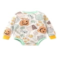 thumbnail image 1 of Barboteuse de Printemps et d'Automne pour Bébés Filles et Garçons, Manches Longues, Col Rond, Imprimé Citrouille Collations, Combinaison Décontractée, Vêtements 12-18 Mois, 1 of 8