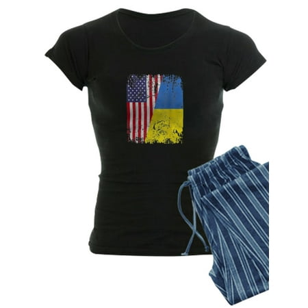 

CafePress - Ukrainian Roots Half American Flag Ukraine Pajamas - Women s Dark Pajamas