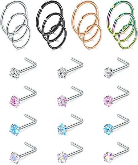 Briana Williams 20G Nose Rings Hypoallergenic Nose Rings Hoops Stainless Steel Nose Piercings Jewelry for Women