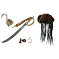 thumbnail image 1 of Pirate Hat Dreads Caribbean Faux Hook Sword Eye Patch Toy Costume Accessory Set, 1 of 3