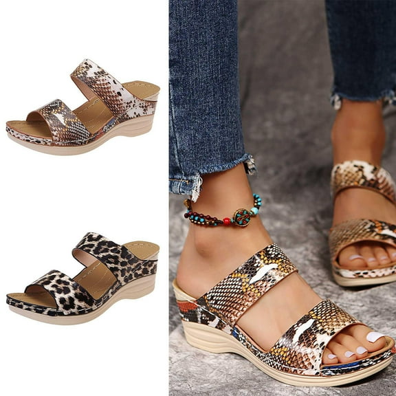 Women Premium Orthopedic Sandal with Arch Support Summer Casual Open Toe Wedge Platform Sandals Vintage Anti-Slip Breathable Slipper
