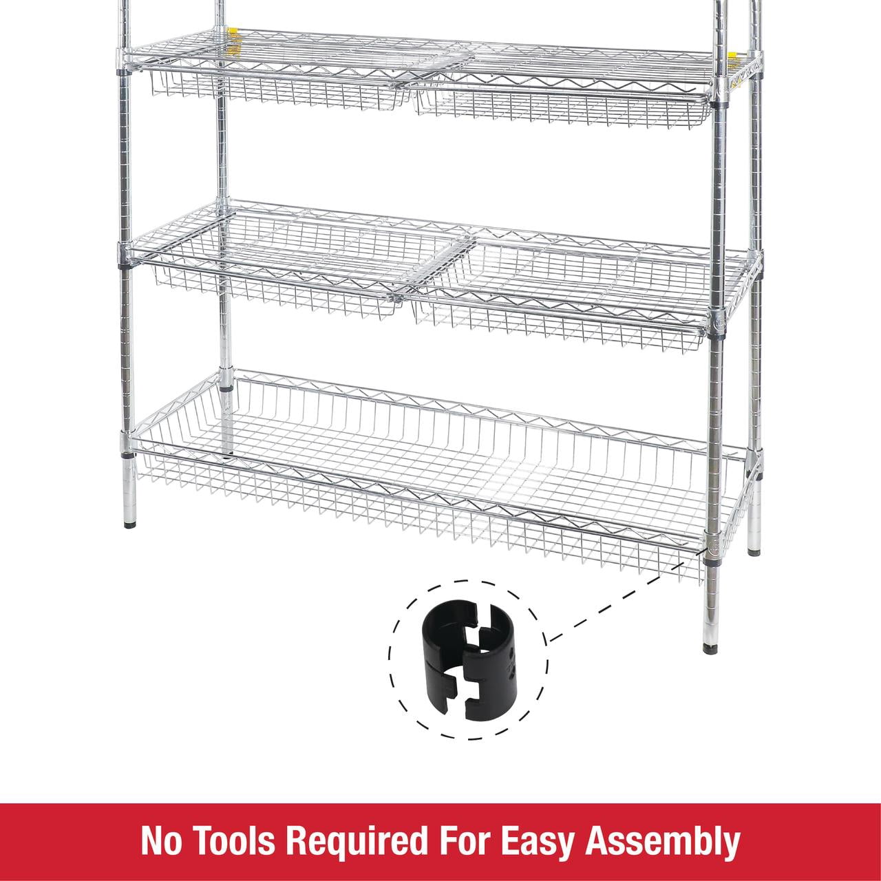 Rubbermaid 5-Tier Deluxe Heavy Duty Chrome Wire Shelving Unit with Drawers & Basket, 1520lb Capacity
