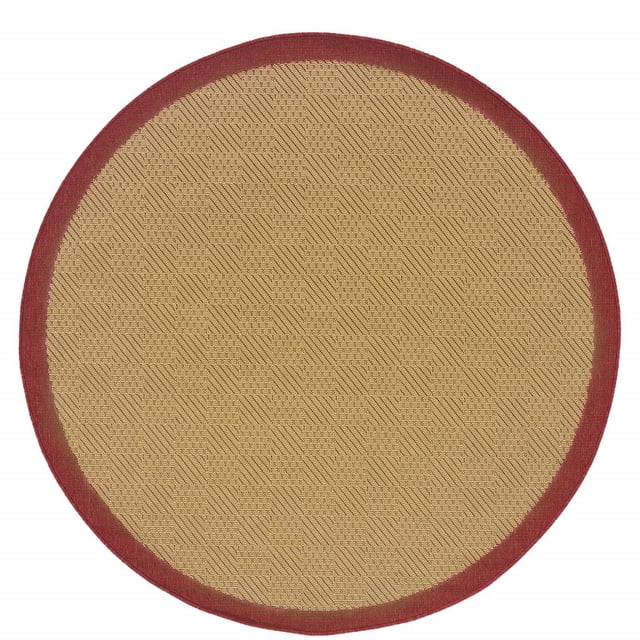 homeroots Décoration Intérieure 389495 Tapis Rond Beige et Rouge Uni Intérieur Extérieur 8 Pieds