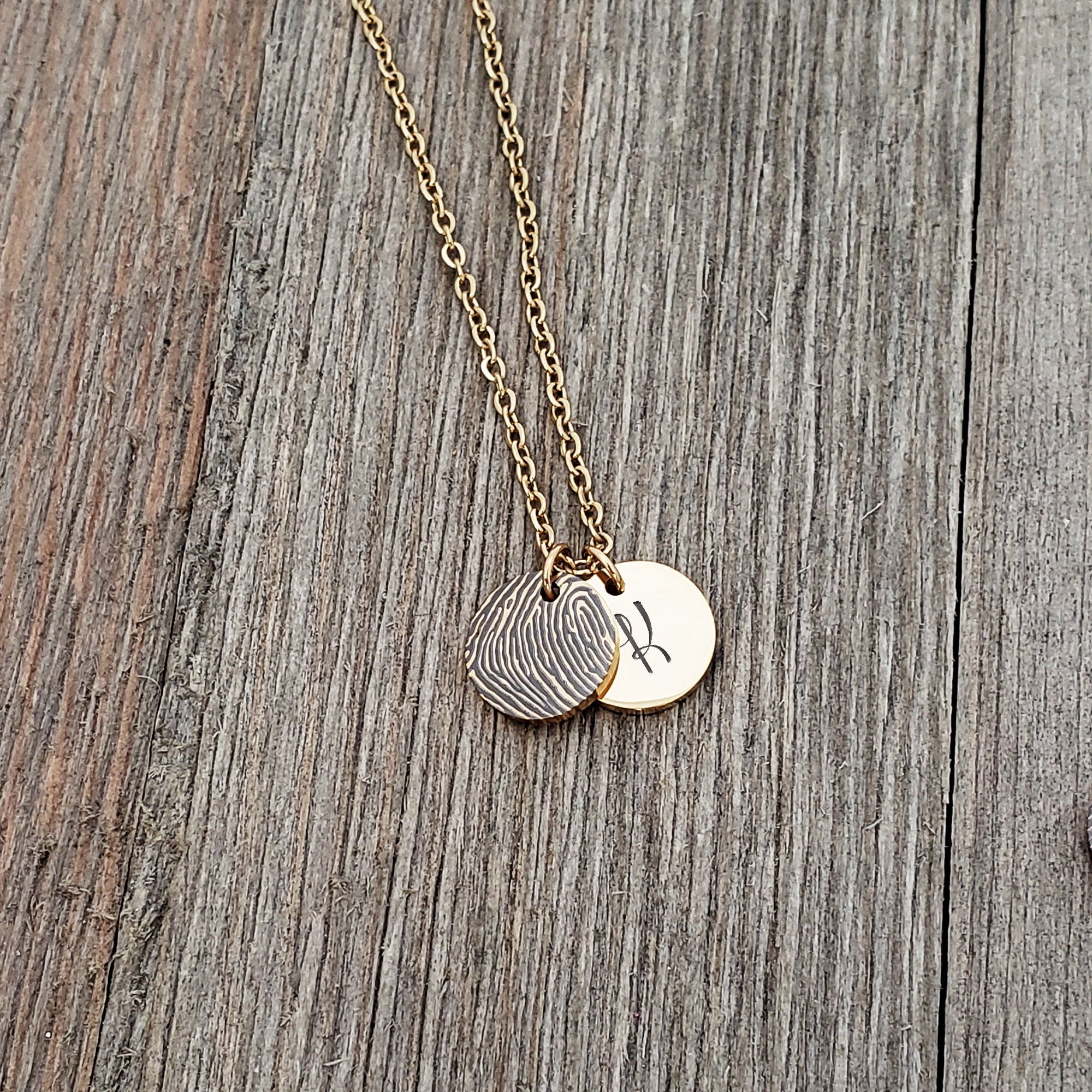 Personalized Loved One's Fingerprint Jewelry Stainless Steel Engravable Pendant Necklace Actual Thumb Print Keepsake with Gift Box [Silver]
