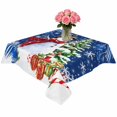 thumbnail image 2 of Navy Blue Christmas Table Cloth Waterproof Tablecloths, Snowman Xmas Tree Ball Gifts Winter Tablecloth Dining Table Cover for Kitchen Party Tabletop Outdoor, Square Tablecloth 60x60 Inch, 2 of 9