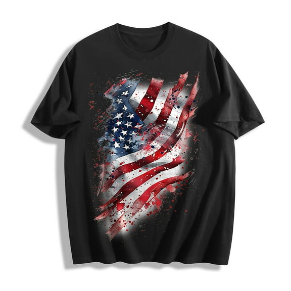 Busydd Independence Day T Shirts for Men Stylish American Flag Graphic Tees Round Neck Short Sleeve 4th of July Patriotic Tees Casual Comfy Summer Tops 3XL