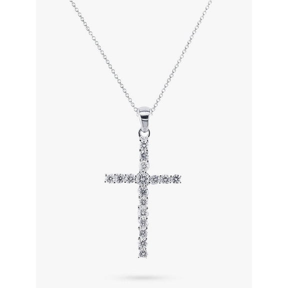 0.75 T.C.W Round Shape VS1 Natural Diamond Unique Stacked Mircro Cross Pendant Necklace for Women 14K White Gold With 18 inches chain