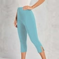 thumbnail image 6 of BLVB Capri Leggings for Women Side Slit Legging Summer Cropped Pants Casual Solid Comfy Yoga Pants Beach Vacation Outfits, 6 of 7