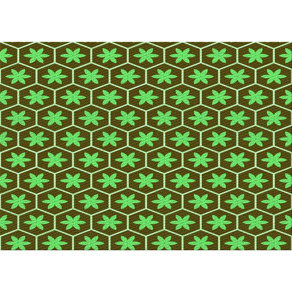 Ahgly Company Indoor Rectangle Patterned Pea Green Area Rugs, 3' x 5'