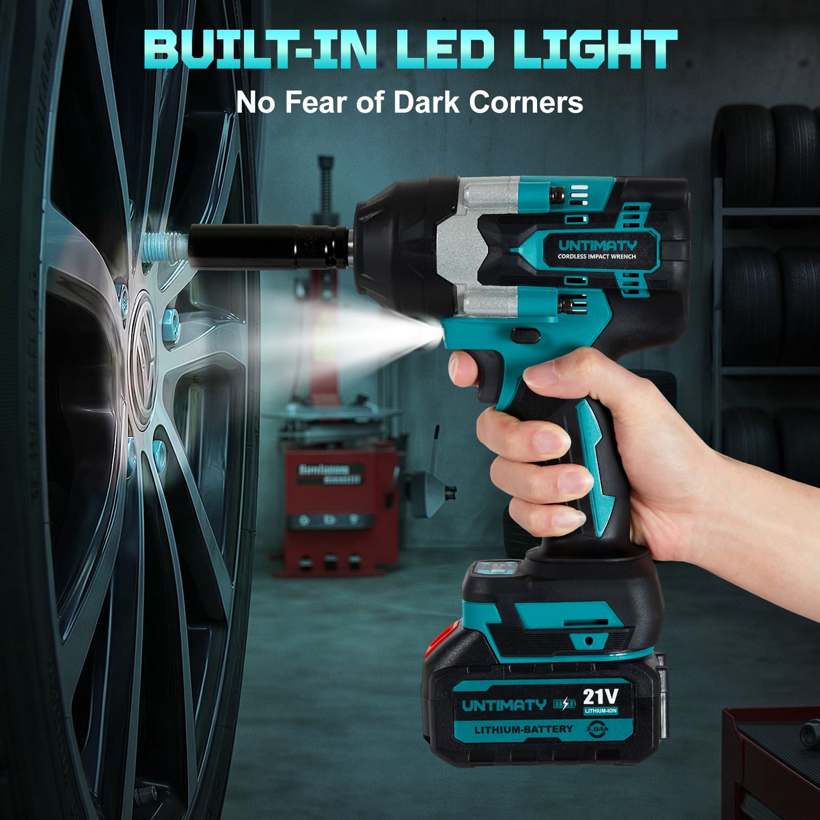 Cordless Impact Wrench, UNTIMATY 1/2 inch Brushless High Torque Impact Gun, Max Torque 590 Ft-lbs(800N.m),3300 RPM Impact Driver with 21V Brushless Motor,2x3.0Ah Li-ion Battery for Car Home Repair