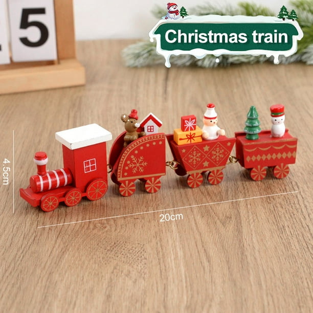 Tren de madera de Navidad, adornos navideños para el hogar, adorno para árbol de Navidad 2024, regalo para niños, Feliz Año Nuevo 2025