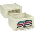 thumbnail image 5 of Sorbus Oxford Fabric Storage Bins: Stackable, Foldable Organizer Bags, with Clear Window (Set of 2), Beige, 5 of 7