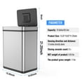 thumbnail image 5 of Stainless Steel Trash Can, 50 Liter/13 Gallon Automatic Touch Free Garbage Can with Soft-Close Lid and Odor Filter, Stainless Steel Rectangular Trashcan, Large Capacity 15.3"L X 10.6"W X 21.2"H, 5 of 7