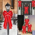 thumbnail image 4 of Christmas Decorations Red Christmas Bows Outdoor 18.9x11.02in Large Double Linen Christmas Tree Topper Bow Wreath Bow with Glitter Gold Edge Christmas Tree Decorations Holiday Party Home Decor, 4 of 6