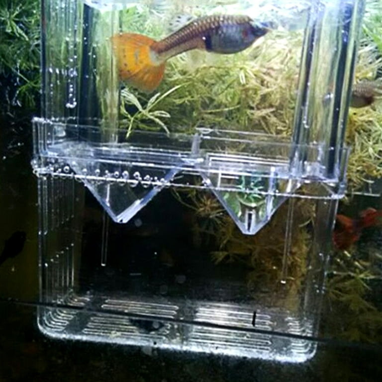Visland HD Fish Breeding Box Aquarium Breeding Box,Self-floating and Suction Cup Design Breeder Box for Fish Tank, Double Hatching Incubator Isolation
