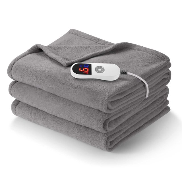 Electric Heated Blanket Full Size 72'' x 84'' with 6 Heating Levels 10H Timers, ETL certification Machine Washable- Gray