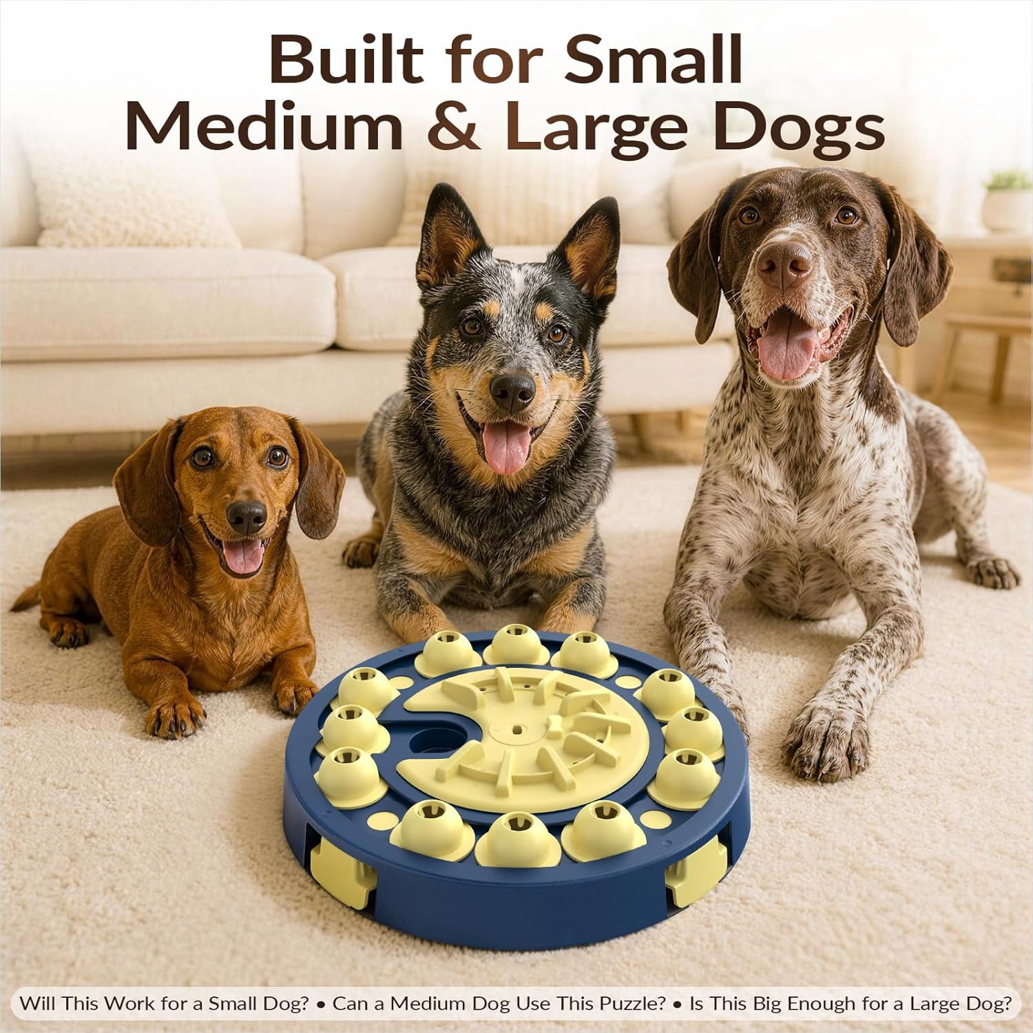 KADTC Dog Puzzle Toy, Large Size, 3 Levels of Step-by-Step Challenge 4 Ways to Play Beginner to Advanced Slow Feeder & Mental Stimulation for Smart Dogs Enrichment Toys
