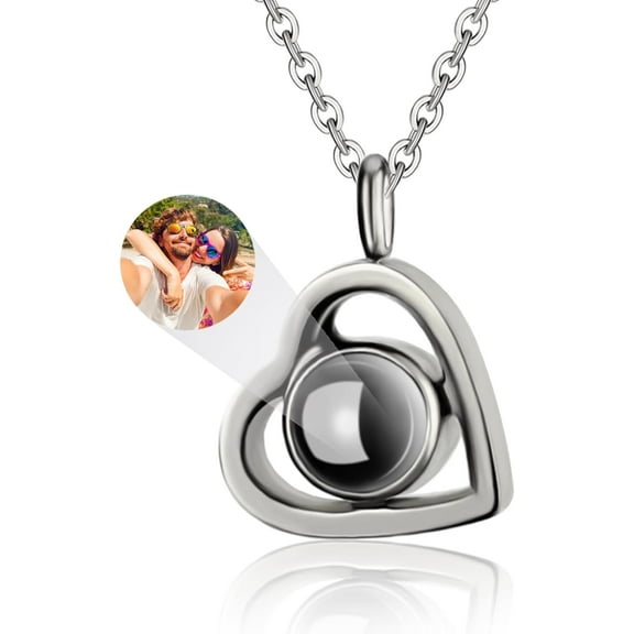 Custom Necklace With Picture Inside Personalized Gifts For Girlfriend Projection Photo Necklace With Eternal Rose Gift Box Memorial Gifts For Women Birthday Or Anniversary[Z4592]